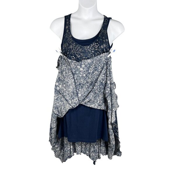 LRL Lauren Jeans Co Womens M Foliage Leaf Tank Dress Rope Belt Handkerchief Hem - Picture 3 of 16